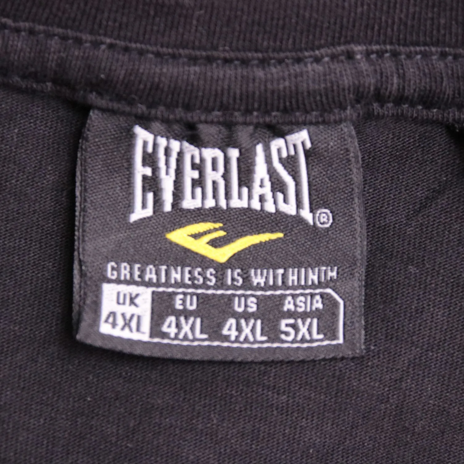 Чёрная футболка Everlast с крупным принтом, размер 62 (4XL)