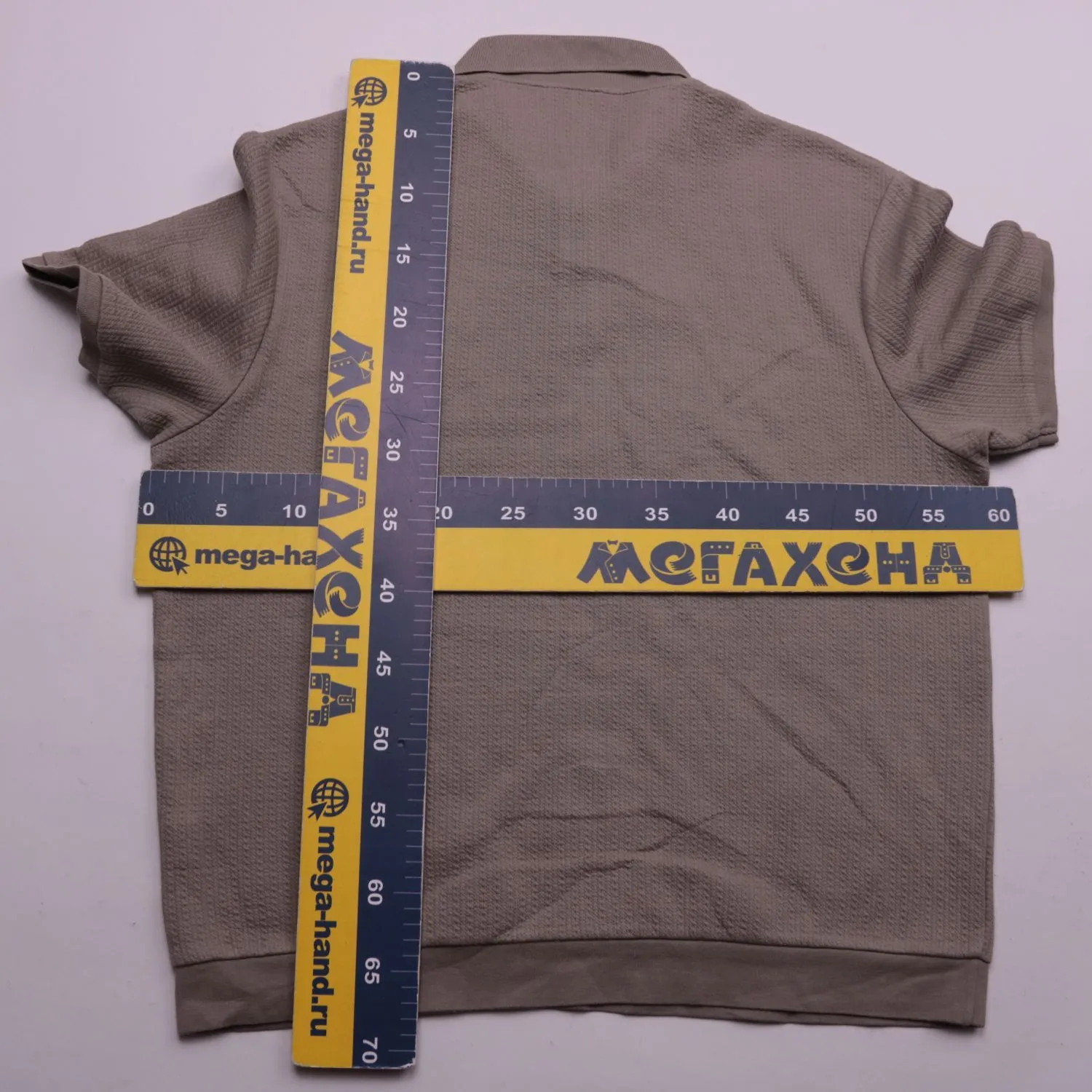 Серо-бежевое поло ZARA с фактурной вязкой, размер 50 (L)