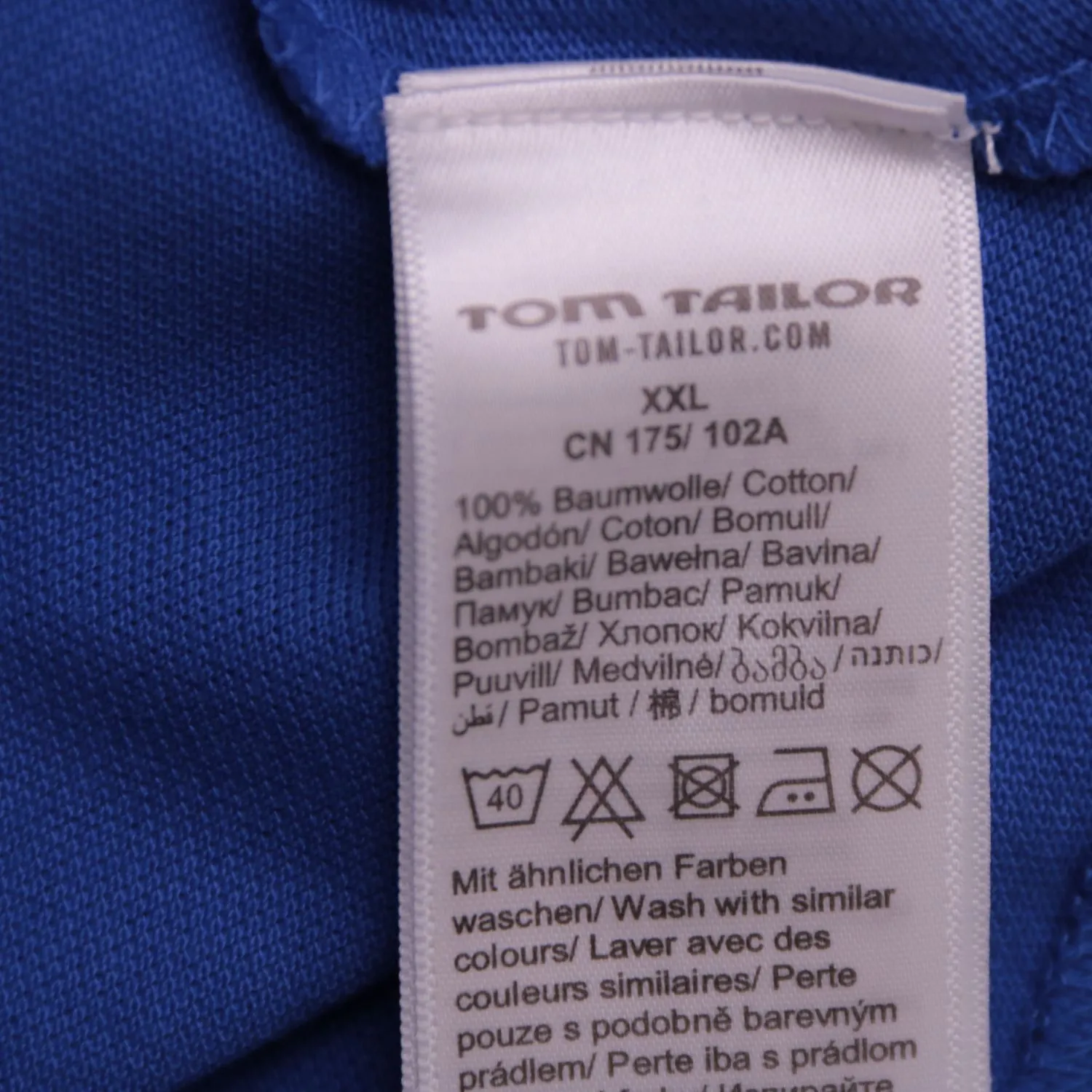 Синее поло Tom Tailor с графикой на груди, размер 56 (XXL)