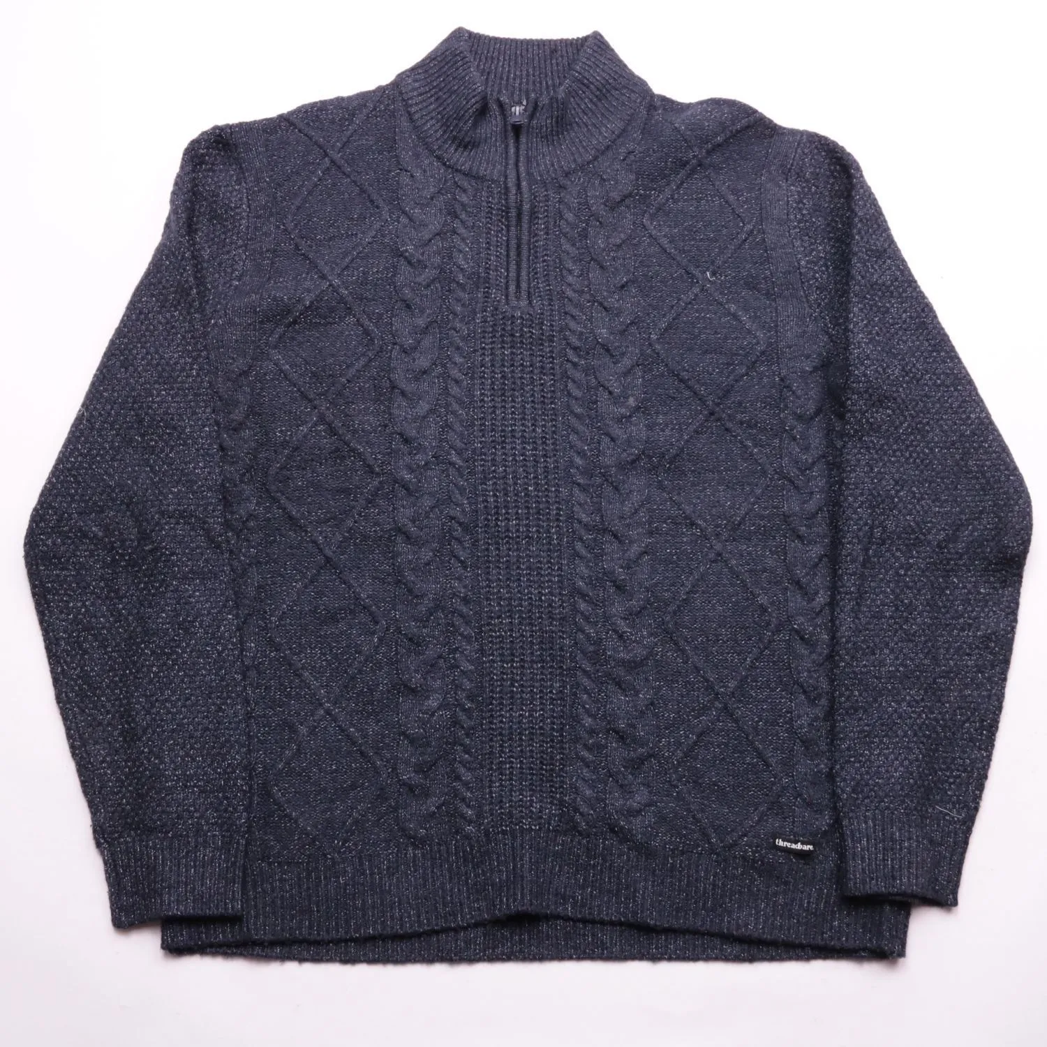 Тёмно-синий джемпер Threadbare фактурной вязки, размер 54 (XL)