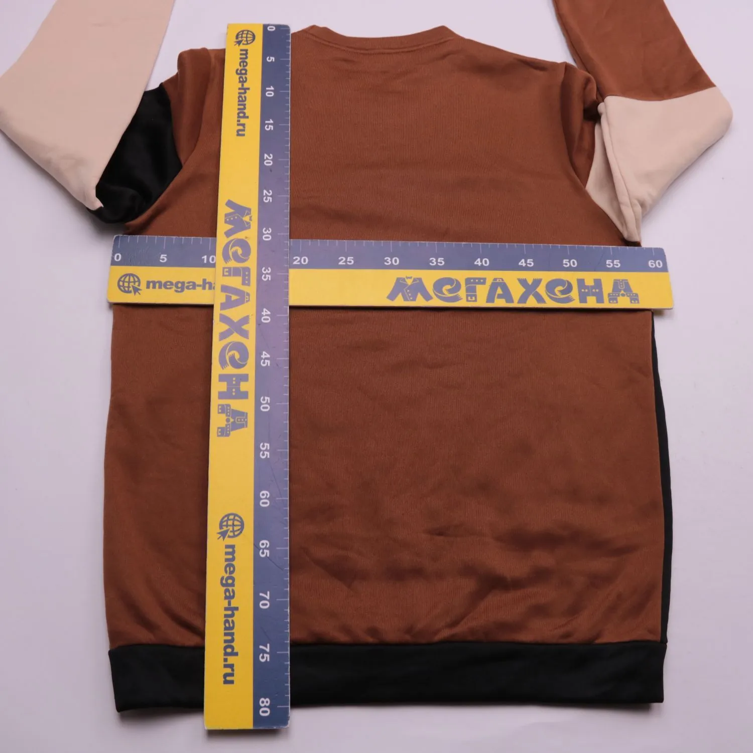Коричневый свитшот SHEIN с контрастными блоками, размер 54 (XL)